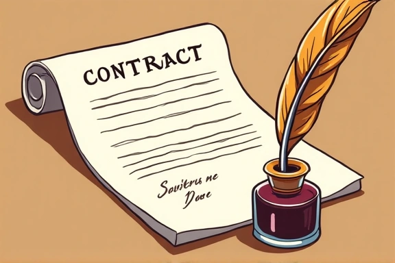 Ilustración de un contrato o documento legal